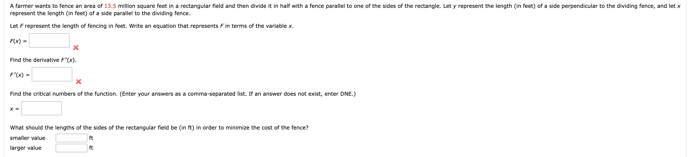 Solved represent the length (in feet) of a side parallel to | Chegg.com