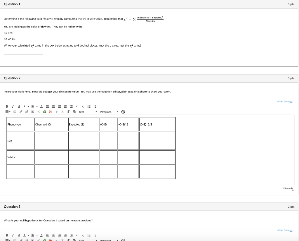 Solved Question 1 3 pts Determine if the following data fits | Chegg.com
