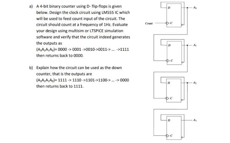 Solved D A. Count C a) A 4-bit binary counter using | Chegg.com