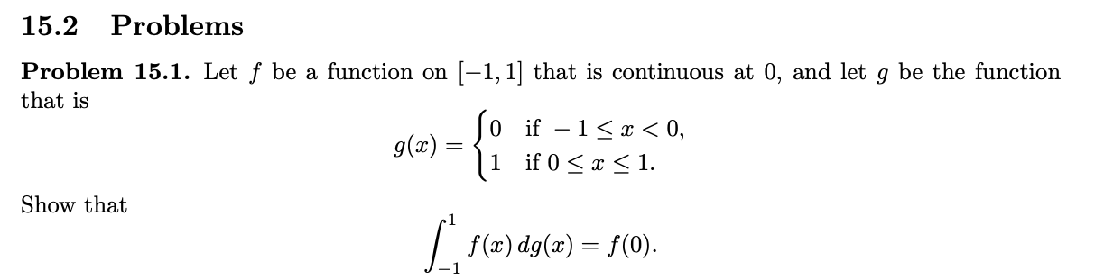 Solved 15.2 Problems Problem 15.1. Let f be a function on | Chegg.com