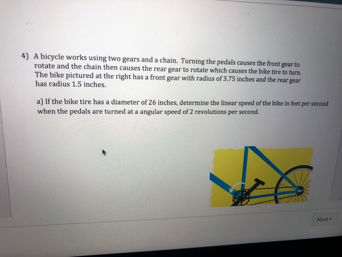 Solved A bicycle works using two gears and a chain. Turning | Chegg.com