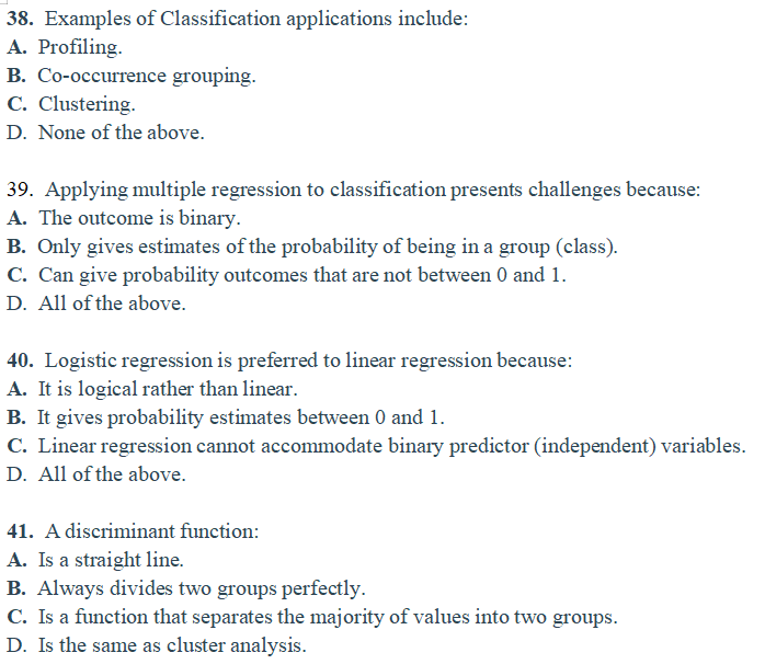 Solved 38. Examples of Classification applications include