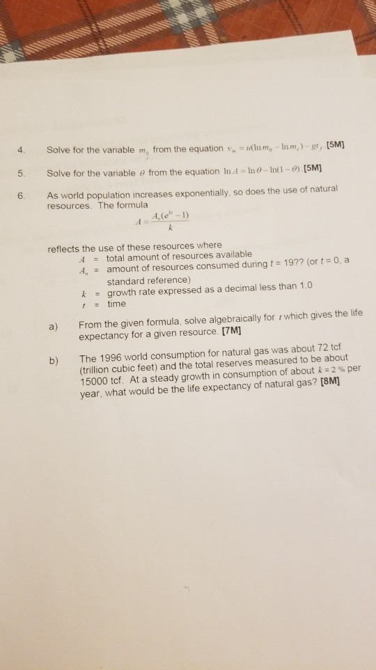 Solved 4 Solve for the variable m, from the equation | Chegg.com