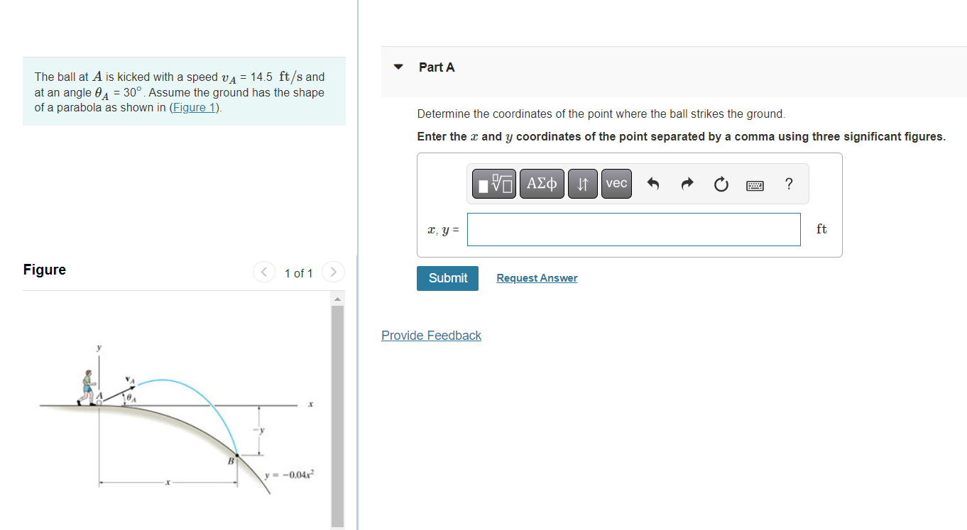 Solved The Ball At A Is Kicked With A Speed VA=14.5ft/s And | Chegg.com