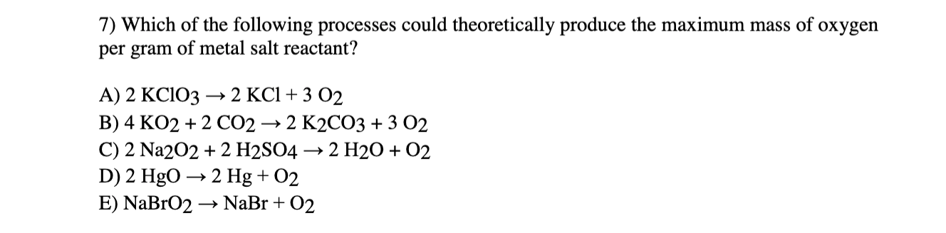 Solved 7) Which of the following processes could | Chegg.com