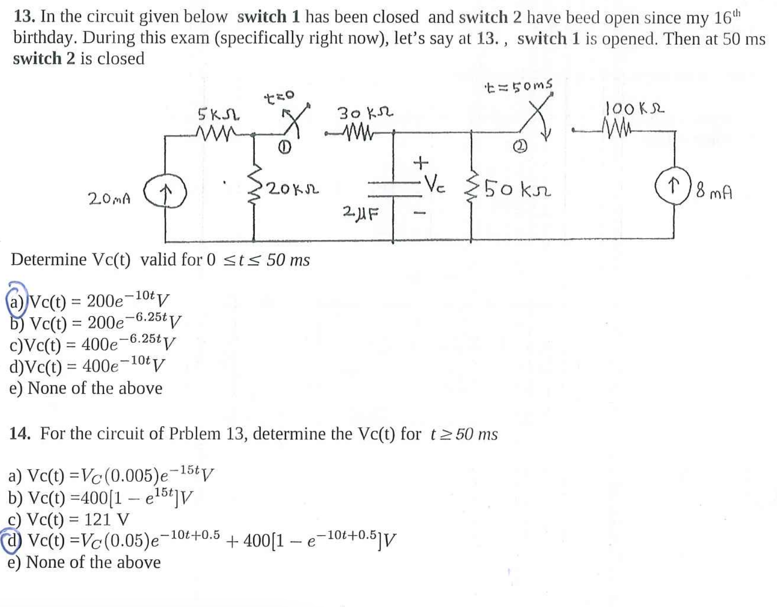 In the circuit given below switch 1 ﻿has been closed