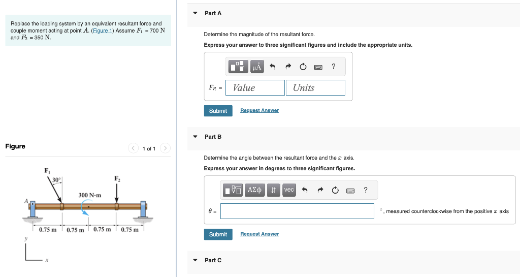 Solved Replace the loading system by an equivalent resultant | Chegg.com