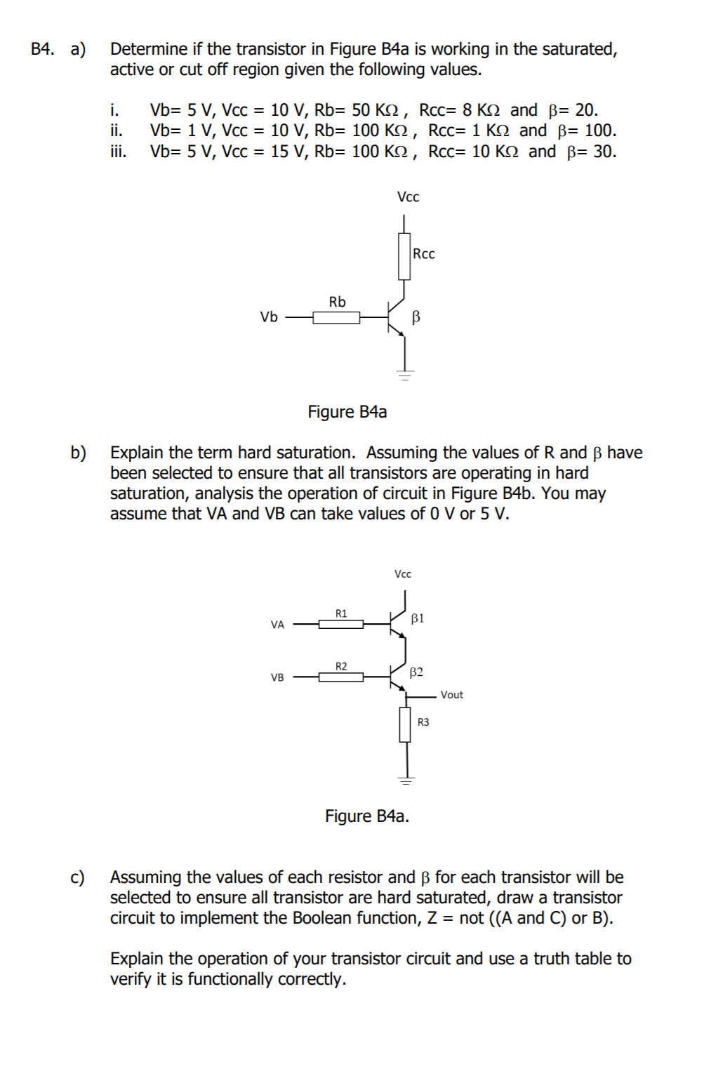 Solved B4.a) Determine If The Transistor In Figure B4a Is | Chegg.com