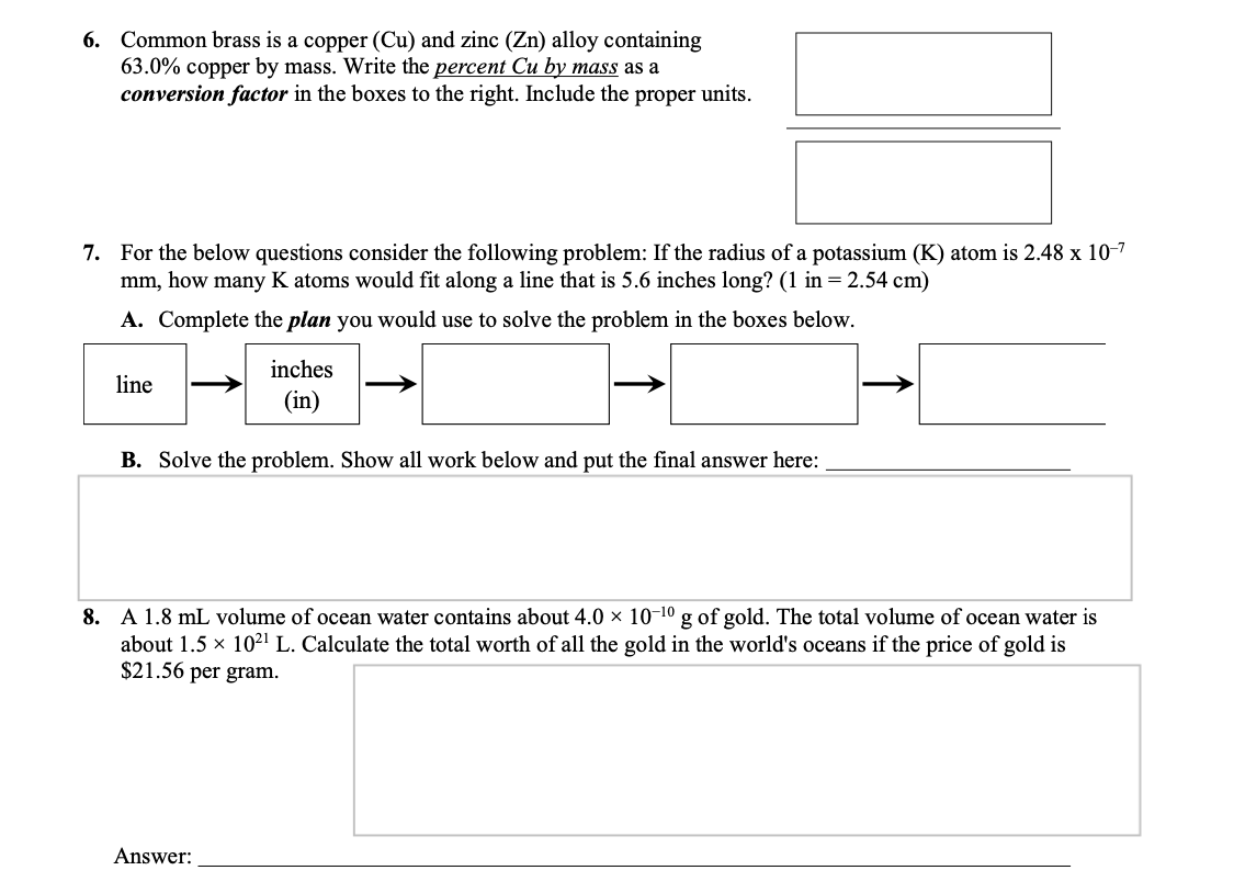 Solved 6. Common brass is a copper (Cu) and zinc (Zn) alloy | Chegg.com