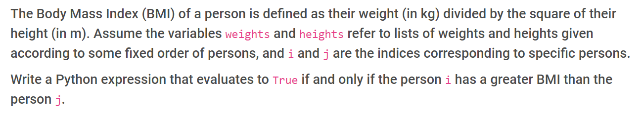 Solved The Body Mass Index (BMI) of a person is defined as | Chegg.com