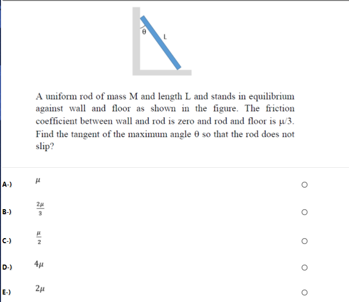 Solved L A Uniform Rod Of Mass M And Length L And Stands In | Chegg.com