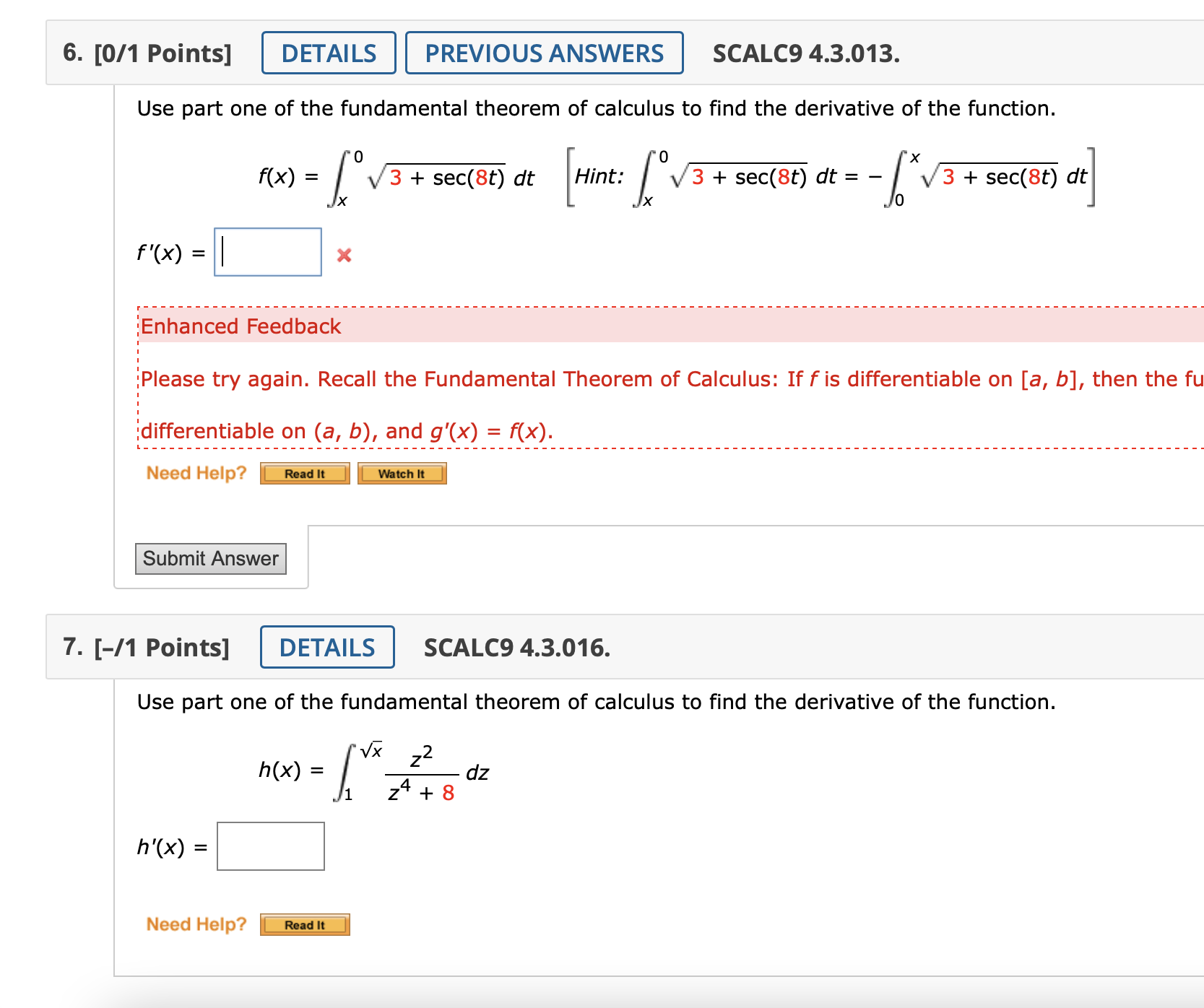 Solved 9. [-/1 Points] DETAILS SCALC9 4.3.030.MI. Evaluate | Chegg.com