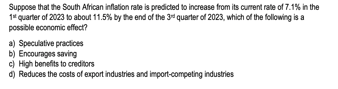 Solved Suppose That The South African Inflation Rate Is | Chegg.com