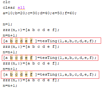 Solved clc clear all a=10;b=20;c=30;d=40;e=50;f=60; n=1; zzz | Chegg.com