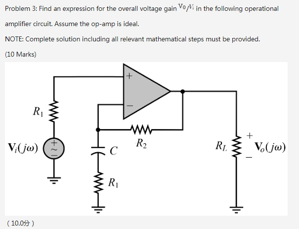 Solved Find an expression for the overall voltage gain / in | Chegg.com