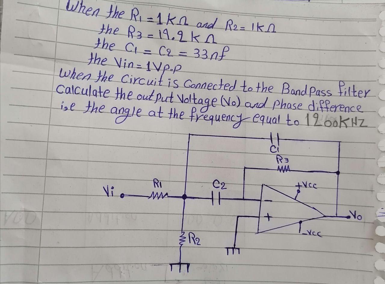 Solved When the Ri=1kn and R2= 1kn the R3=11.2ka the ci-C2 = | Chegg.com