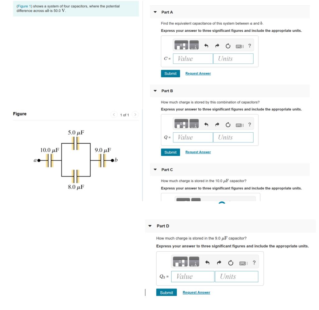 Solved (Figure 1) Shows A System Of Four Capacitors, Where | Chegg.com