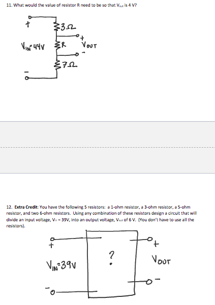 Solved Designing Circuits using voltage division Resistors Circuit Diagram