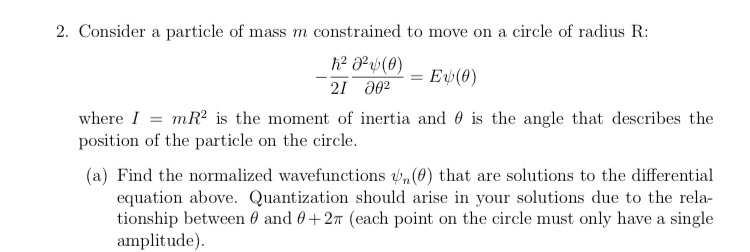 Solved 2. Consider A Particle Of Mass M Constrained To Move 