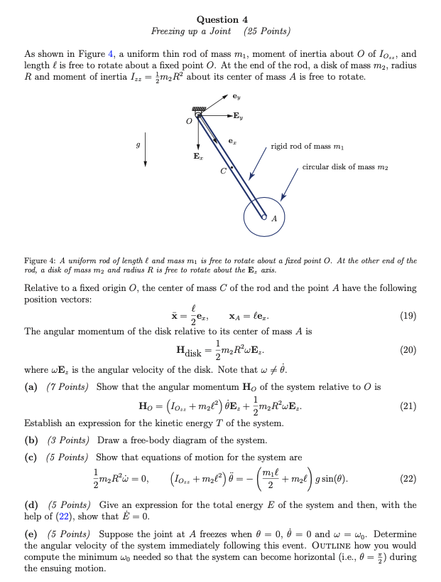 As shown in Figure 4, a uniform thin rod of mass \( m_{1} \), moment of inertia about \( O \) of \( I_{O_{z z}} \), and lengt