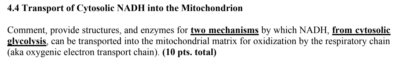 Solved 4.4 Transport of Cytosolic NADH into the | Chegg.com