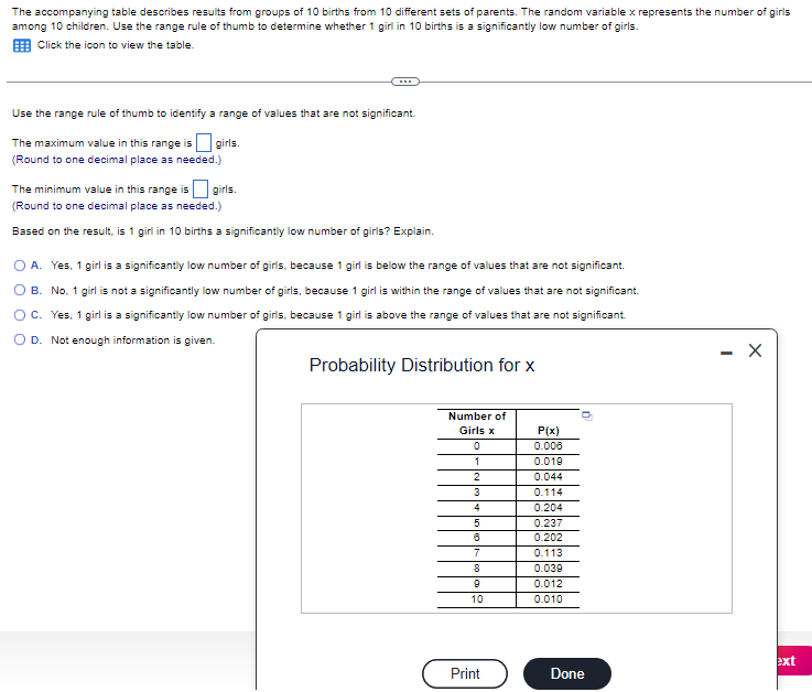Solved The accompanying table describes results from groups | Chegg.com