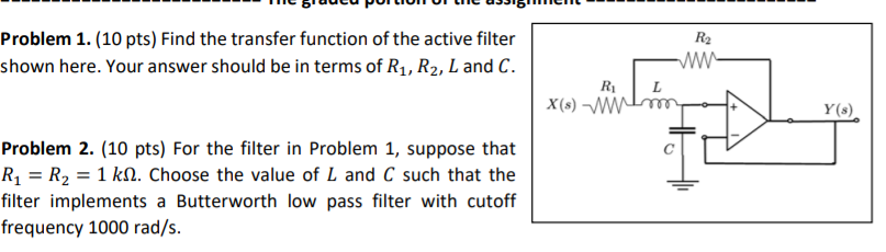 Solved Problem 1. (10 pts) Find the transfer function of the | Chegg.com