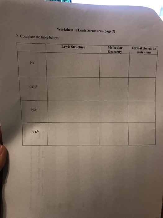 Solved: Worksheet 1: Lewis Structures (page 2) 2. Complete... | Chegg.com