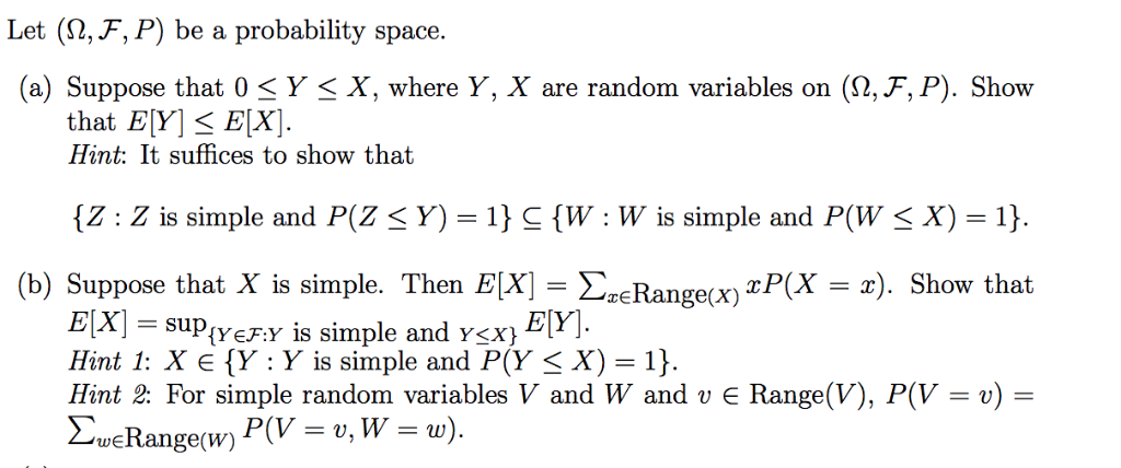 Note a simple random variable is one which can take | Chegg.com