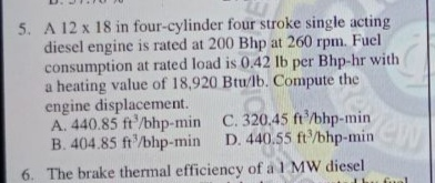 Solved Diesel Power Plant Show complete solutions, formula | Chegg.com