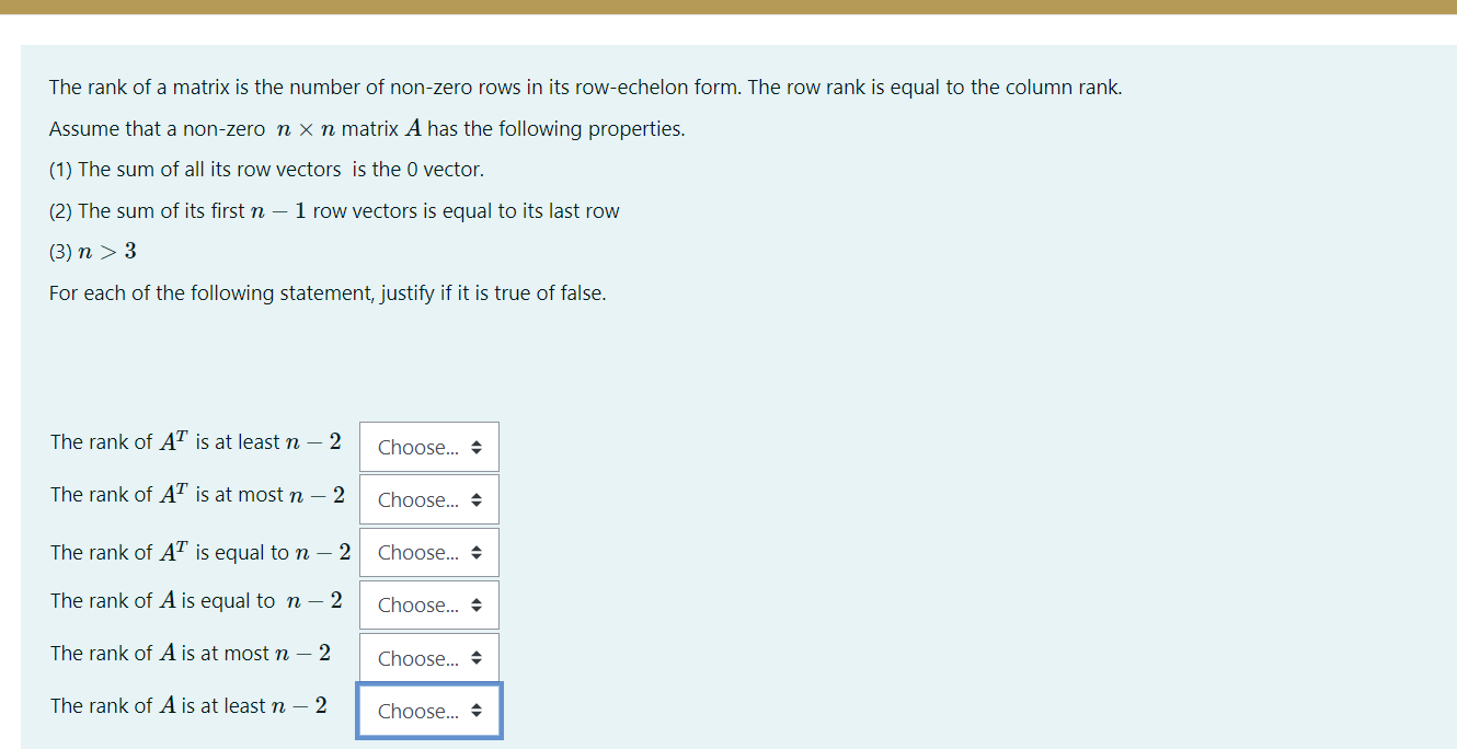 Solved The rank of a matrix is the number of non zero rows Chegg