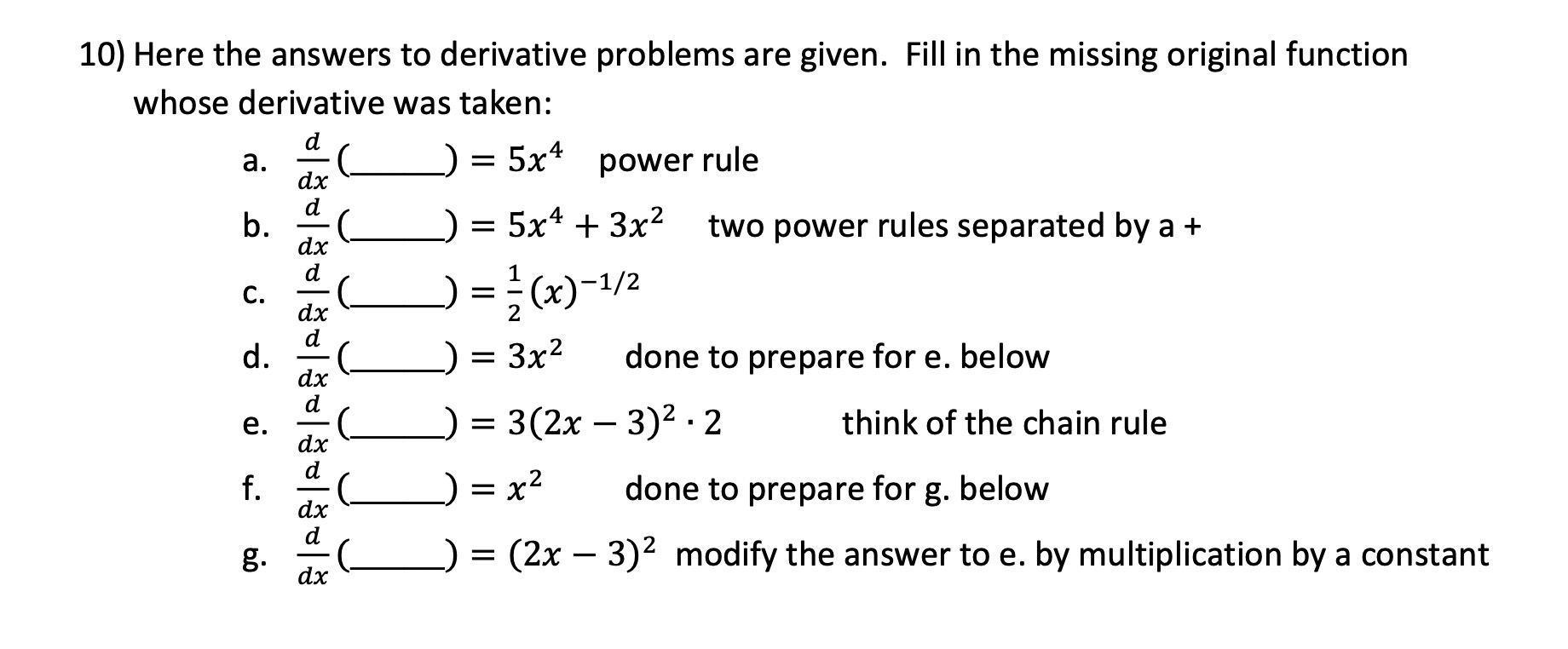 Solved 10) Here the answers to derivative problems are | Chegg.com