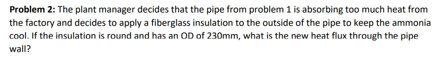 Solved Problem 2: The plant manager decides that the pipe | Chegg.com