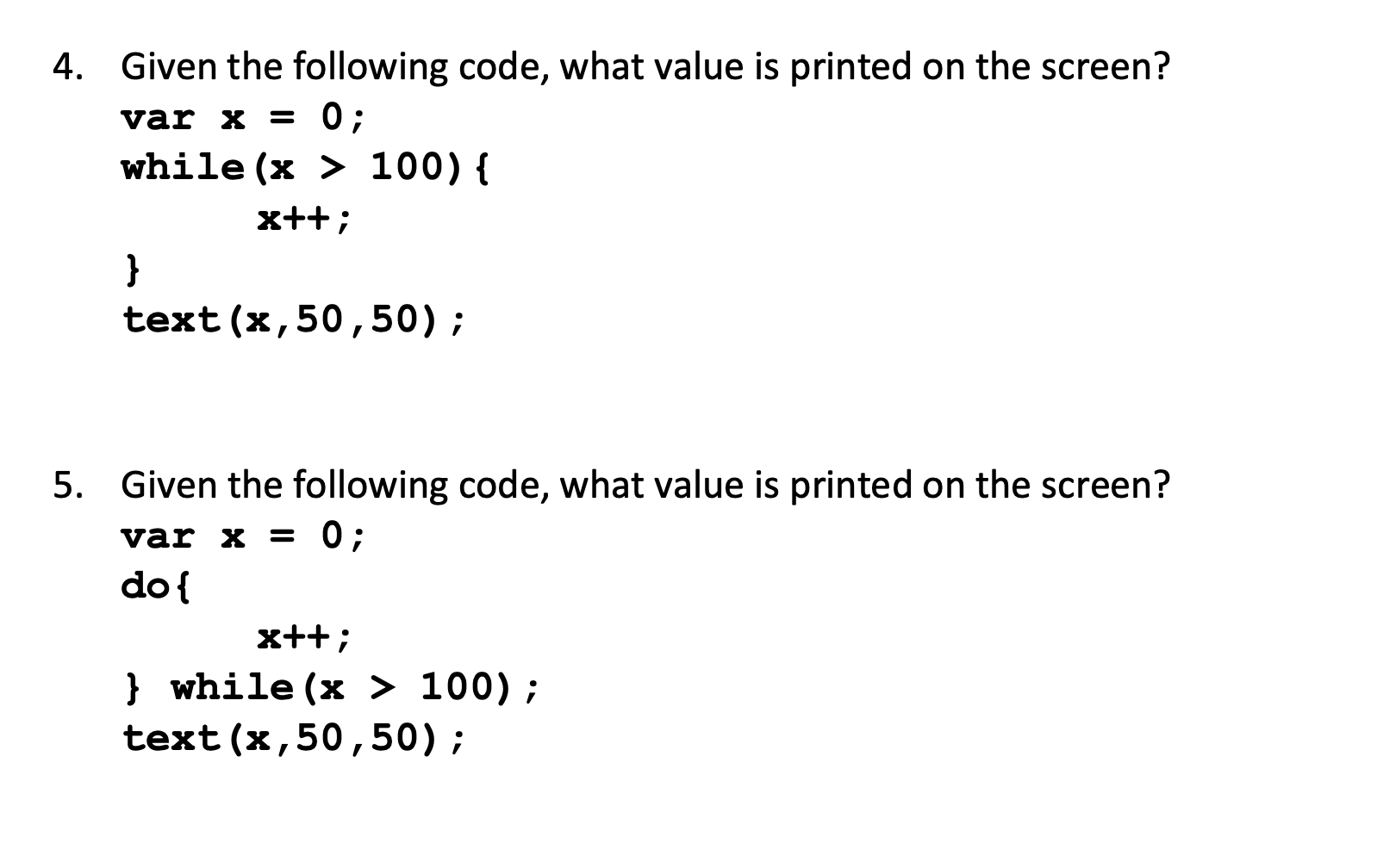 1. Given the following code, what value is printed on | Chegg.com