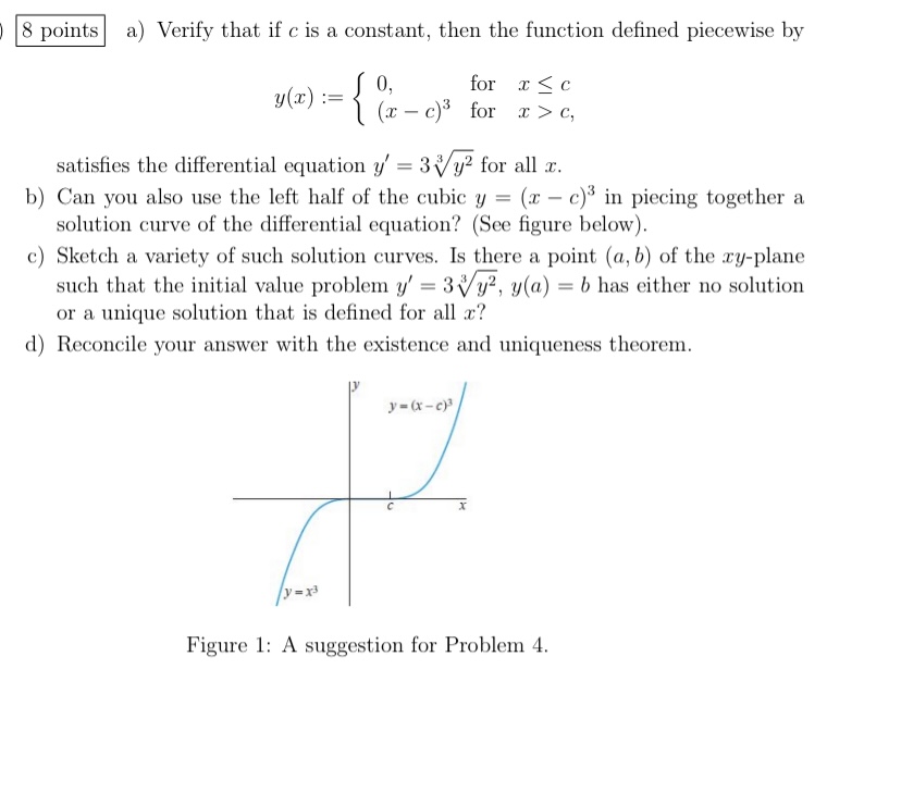 Solved a) Verify that if c is a constant, then the function | Chegg.com