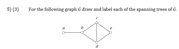Solved 5) (3) For the following graph G draw and label each | Chegg.com