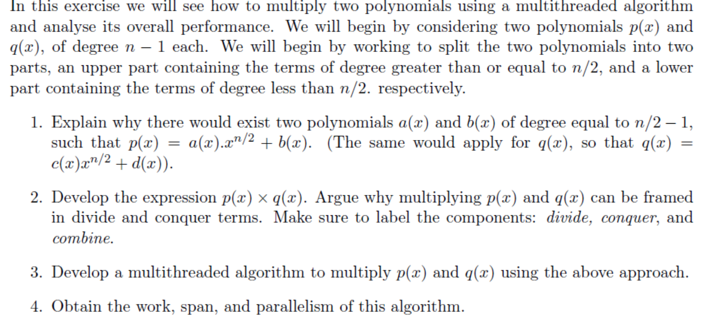 Solved In this exercise we will see how to multiply two | Chegg.com