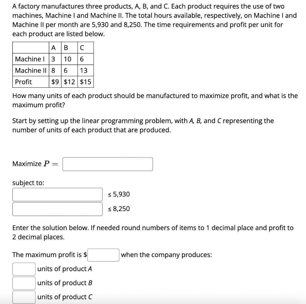 Solved A Factory Manufactures Three Products, A,B, And C. | Chegg.com