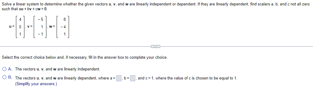 Solved Solve a linear system to determine whether the given | Chegg.com