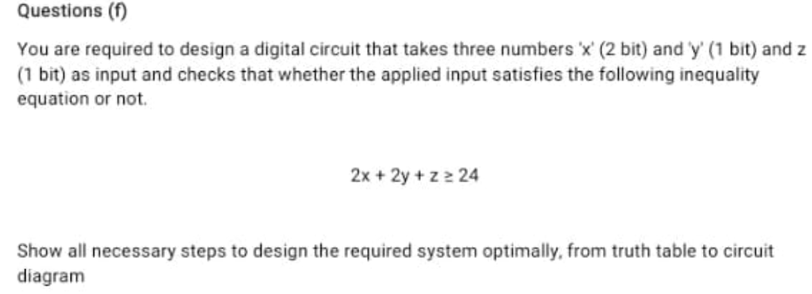 Questions (1) You are required to design a digital | Chegg.com