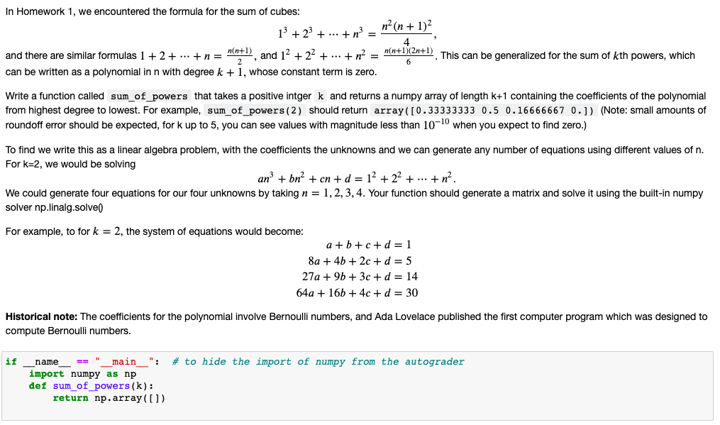 Solved In Homework 1 We Encountered The Formula For The Sum Chegg Com