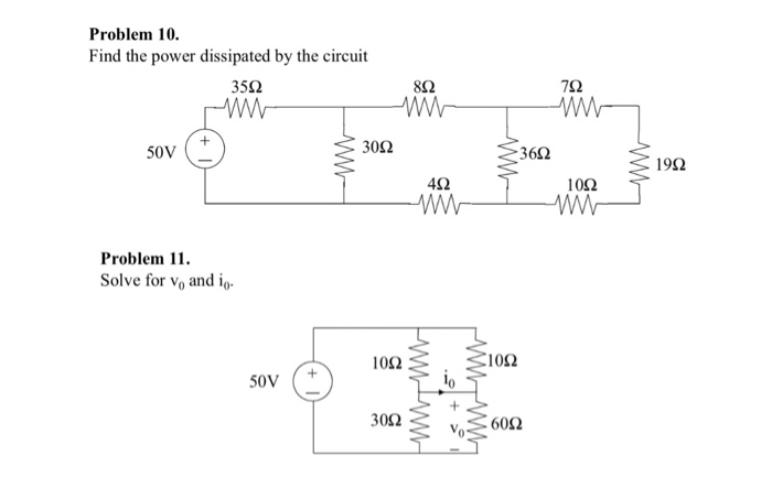 Solved Find The Power Dissipated By The Circuit Solve For | Chegg.com