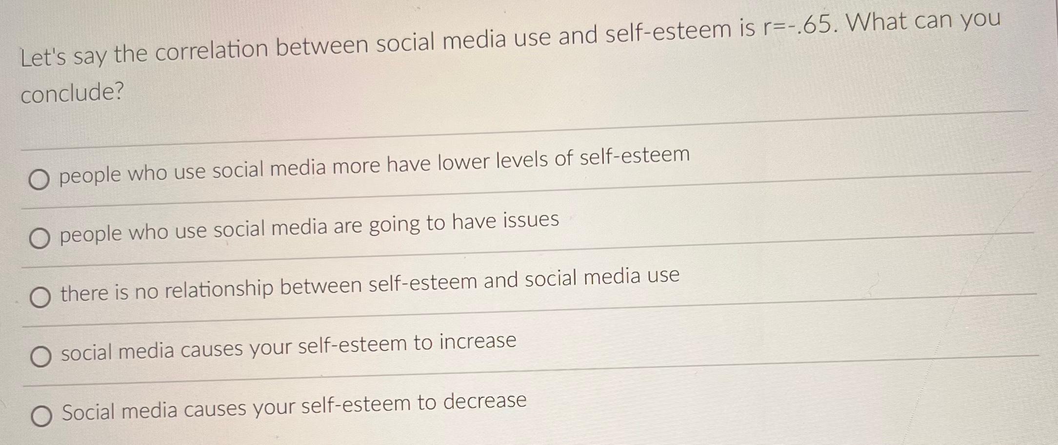 Solved Let's say the correlation between social media use | Chegg.com