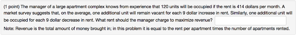 Solved (1 point) The manager of a large apartment complex | Chegg.com