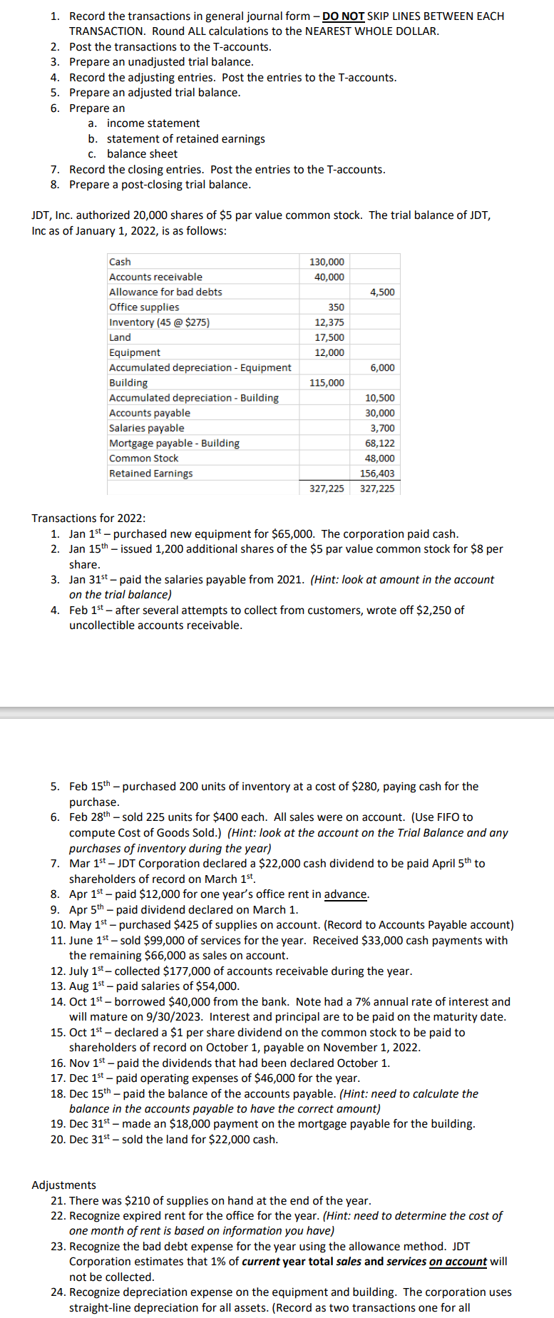 Solved 1. Record the transactions in general journal form - | Chegg.com