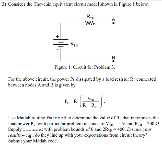 Solved 3) Consider the Thevenin equivalent circuit model | Chegg.com