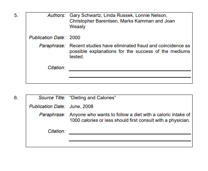 Solved Exercise 4 Write In Text Citations In Apa Style Us Chegg Com