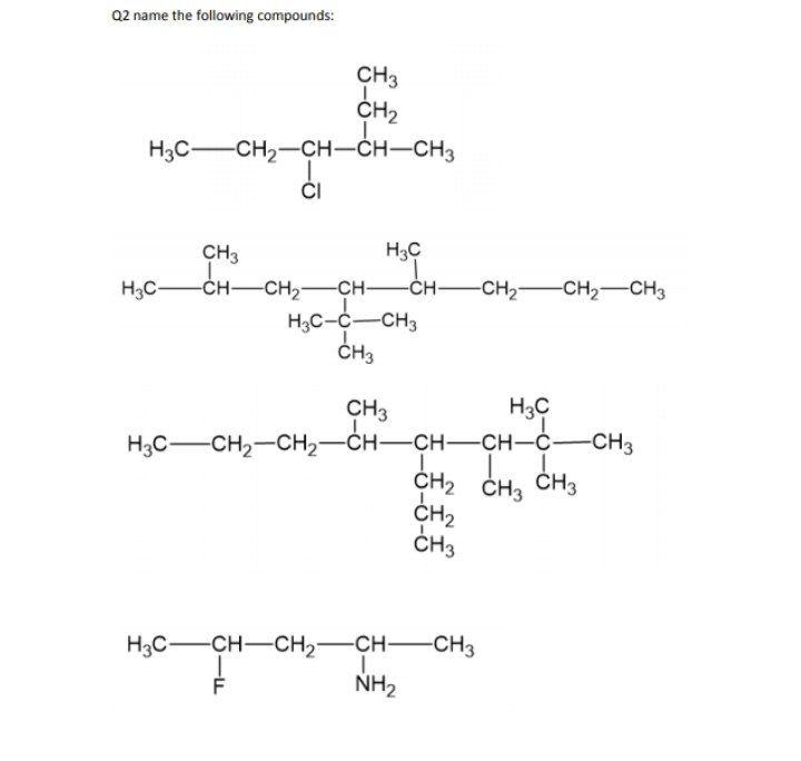 Solved Q2 name the following compounds: CH3 CH2 | Chegg.com