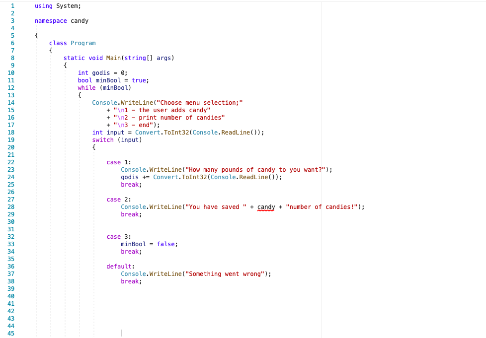 Solved Create a string variable AS LONG AS THE USER DOES NOT | Chegg.com