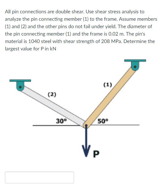 Shear pin connections in which the shear pin is loaded in double shear